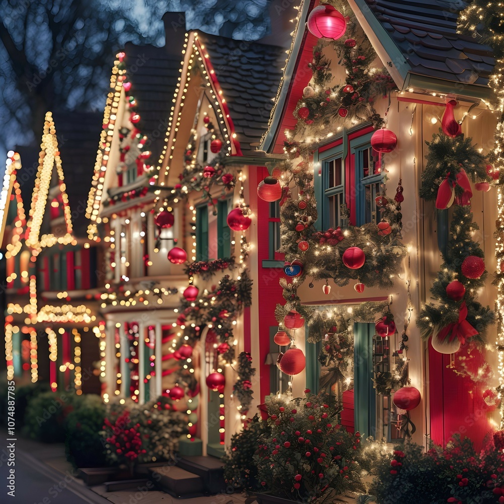 Christmas neighborhood , houses Christmas neighborhood , houses