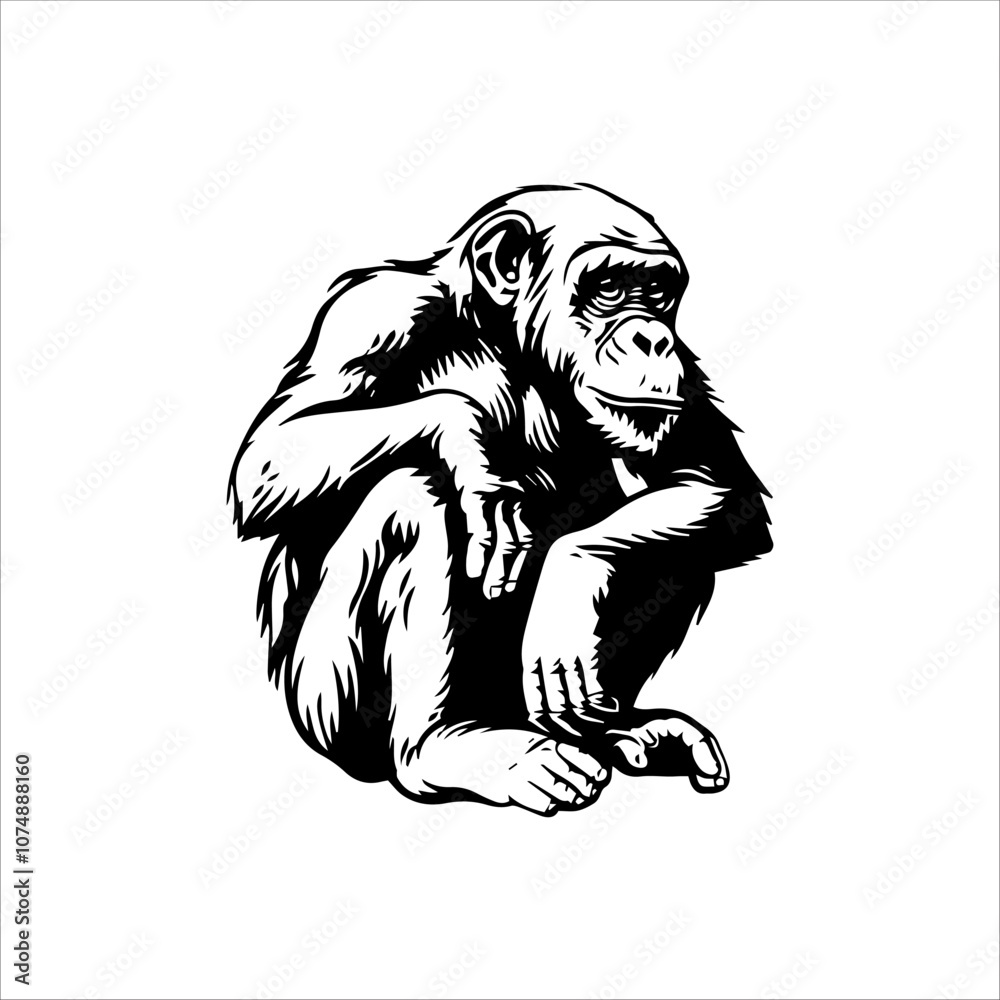 Obraz premium Funny Monkey Line Art