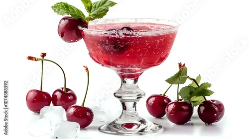 Sparkling Cherry Cocktail with Ice