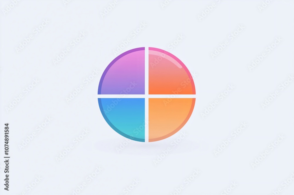 Minimalist pie chart icon dividing a circle in four colored parts, useful to show data and statistics Minimalist pie chart icon dividing a circle in four colored parts, useful to show data and statistics
