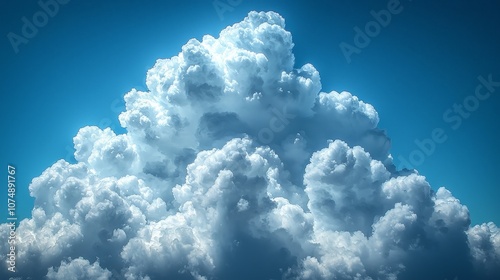 A large, fluffy cloud against a bright blue sky, evoking a sense of tranquility and beauty.