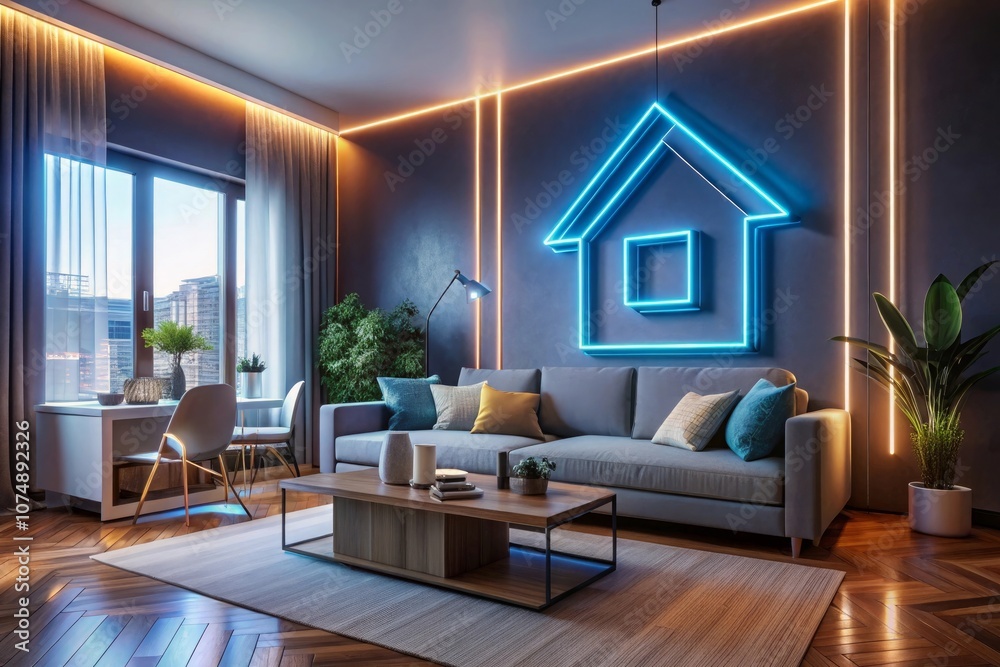 Fototapeta premium modern living room with fireplace