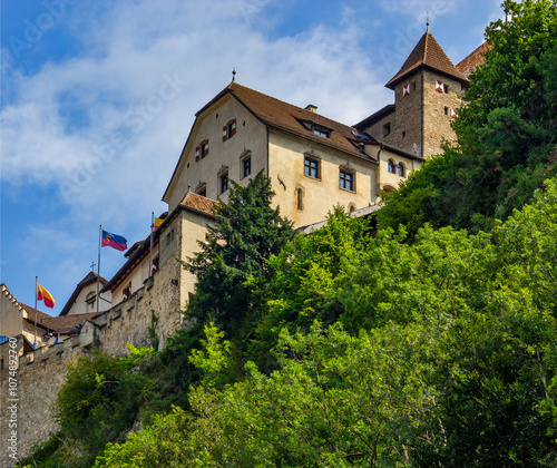 View of the Vaduz castle on the hill, Liechenstein