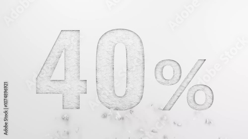 Discount 10% to 90% off sale animation. 40% off number revealing by breaking wall. Animation for flash sale, big deal, cyber week, super sale, advertising and discount promotion offer.
