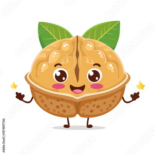 Walnut Food Eat Meal Cuisine Animation Kawaii Character
