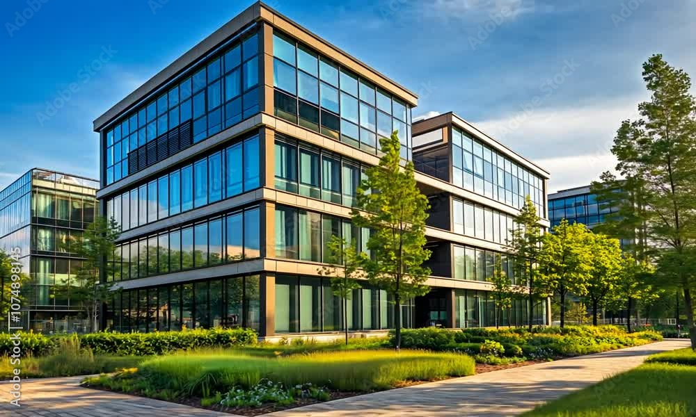 modern office building with reflection modern office building with reflection