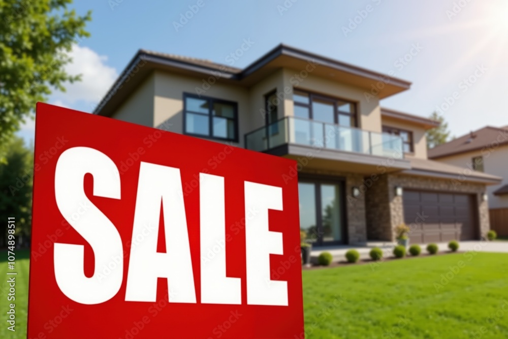 Modern home for sale with spacious lawn and elegant architecture in sunny suburb Modern home for sale with spacious lawn and elegant architecture in sunny suburb