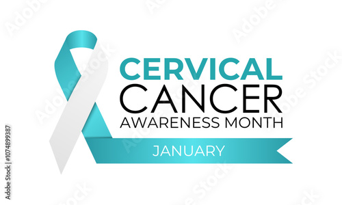 Vector graphic of Cervical cancer awareness month is observed every year in january. Realistic ribbon with Design for cards, prints, social media, poster, flyer and background banner design template