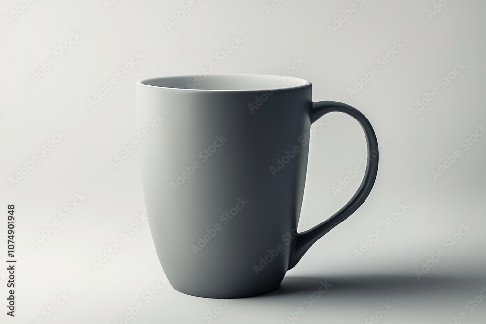 Fototapeta premium Minimalistic grey cup on a light background