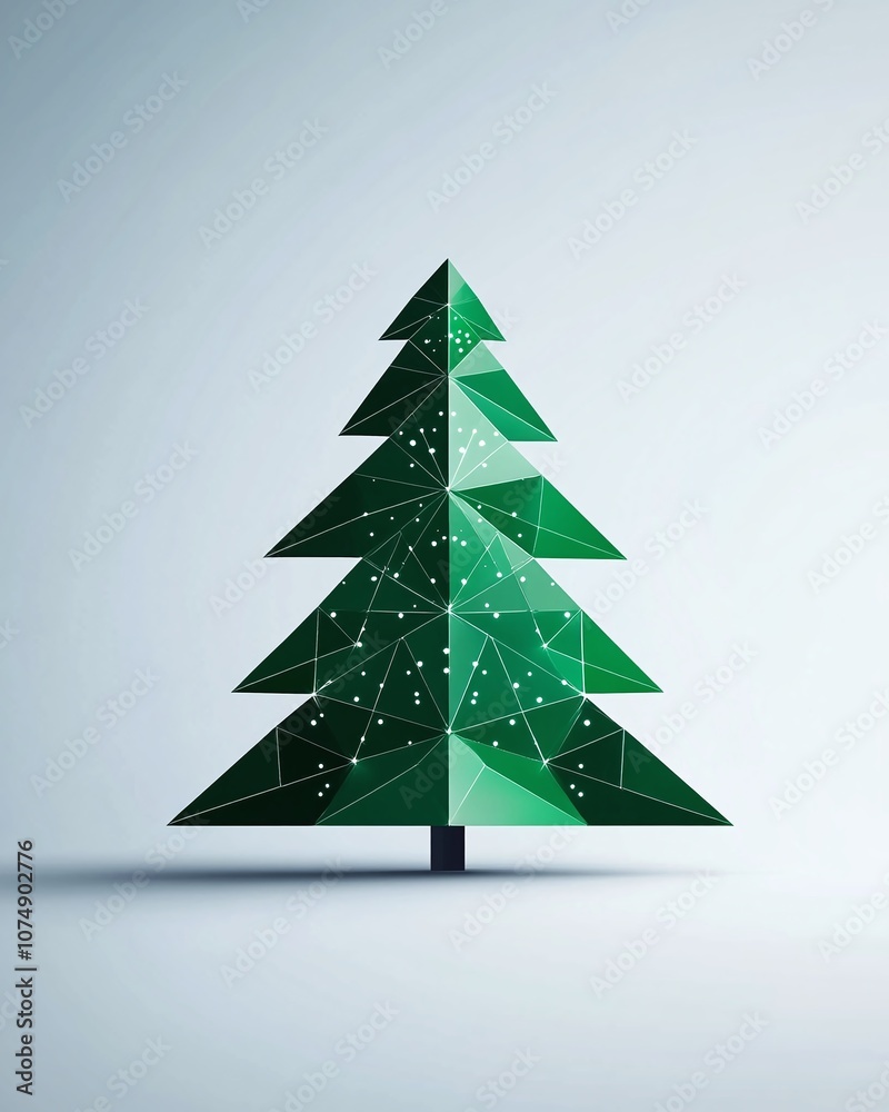 Abstract Geometric Christmas Tree Design with Vivid Green Shades and Creative Patterns, Perfect for Holiday-Themed Graphics and Celebrations Abstract Geometric Christmas Tree Design with Vivid Green Shades and Creative Patterns, Perfect for Holiday-Themed Graphics and Celebrations