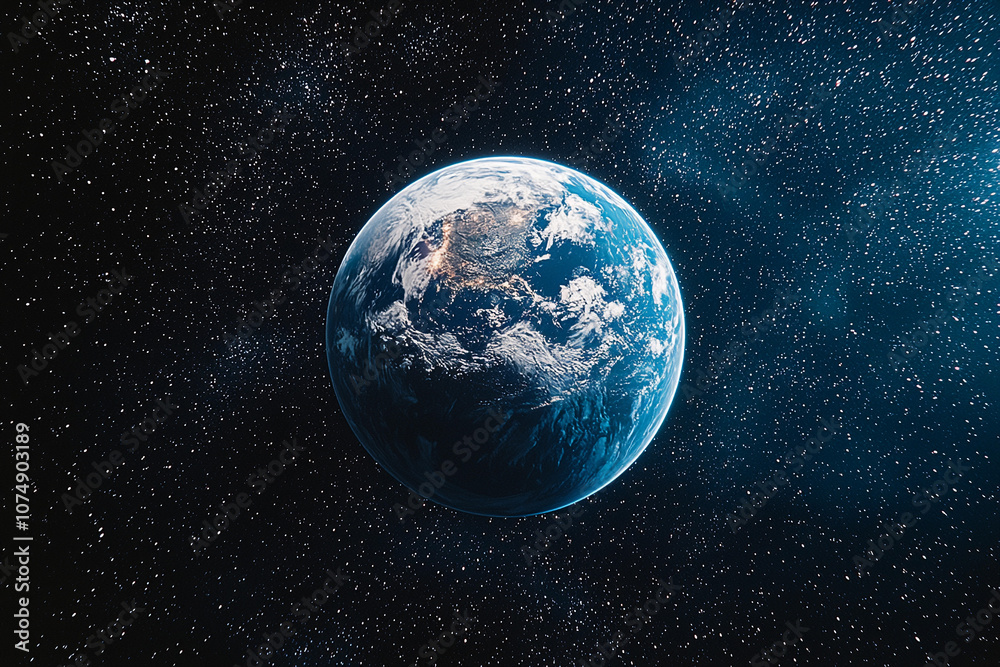 Obraz premium Aerial view of Earth from space showcasing stunning blue oceans