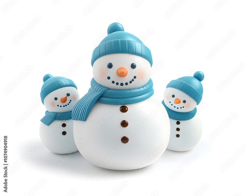 Cheerful snowmen with blue hats and scarves bring joy of winter. Perfect for holiday themes and festive occasions, showcasing the spirit of winter and the fun of snow. Cheerful snowmen with blue hats and scarves bring joy of winter. Perfect for holiday themes and festive occasions, showcasing the spirit of winter and the fun of snow.