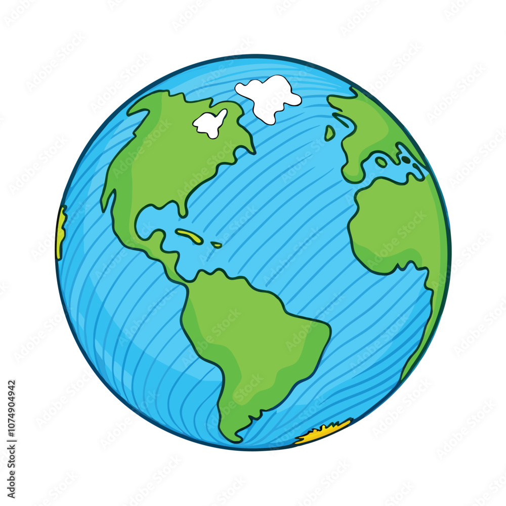 Naklejka premium Vector Single Cartoon Globe Illustration on a isolated white background