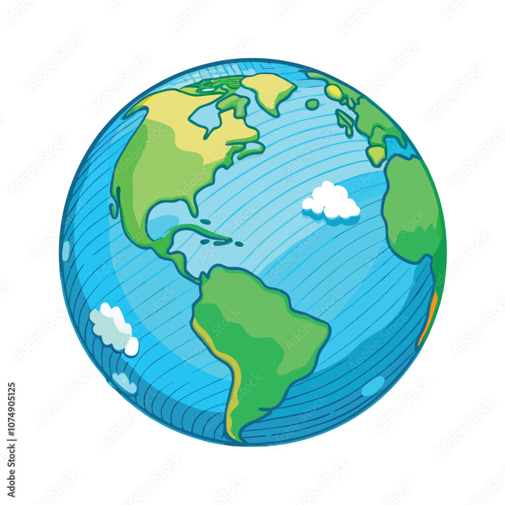 Naklejka premium Vector Single Cartoon Globe Illustration on a isolated white background