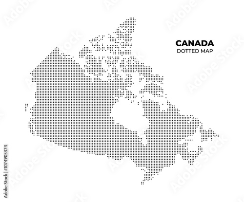 black halftone dotted canada map