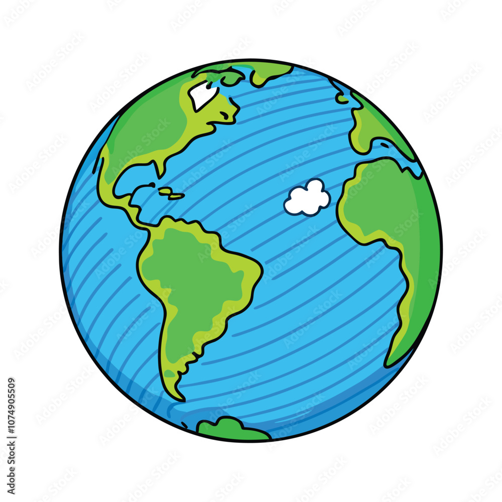 Vector Single Cartoon Globe Illustration on a isolated white background Vector Single Cartoon Globe Illustration on a isolated white background