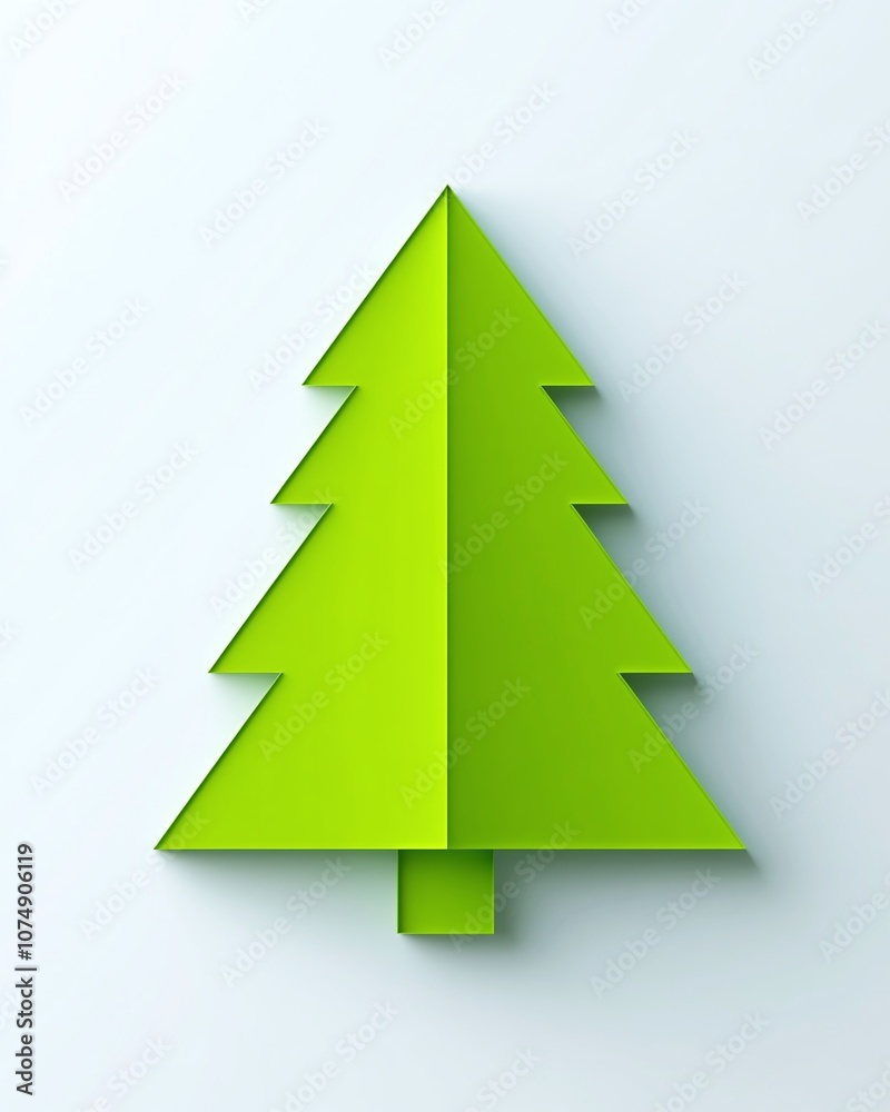 Fototapeta premium Bright Green Abstract Tree Outline on a Soft Background Representing Nature, Growth, and Environmental Awareness in a Minimalist Design