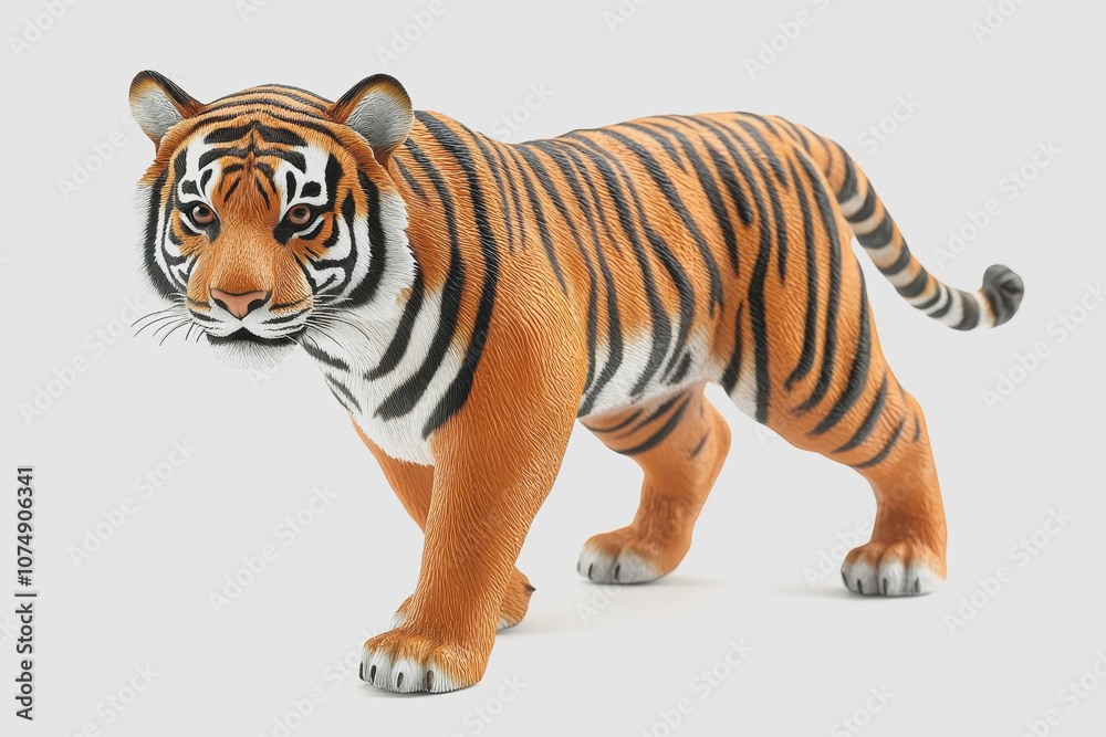 Obraz premium Realistic of an Isolated Endangered Bengal Tiger on White Background for Educational and Conservation Awareness
