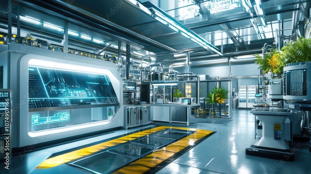 Fototapeta premium Clean energy innovation lab, futuristic design, 3D illustration