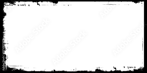 Detailed textured grunge frame. Textures are separate objects. Black and white grunge frame background.