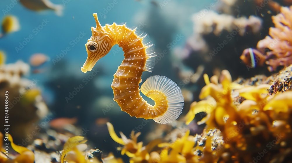 Radiant Seahorse Floating in Dreamlike Deep Ocean Depths picture Radiant Seahorse Floating in Dreamlike Deep Ocean Depths picture