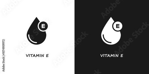 Eco cosmetics icon. Vitamin E icon stamp, badge or sticker. Organic skin care component. Vector