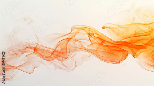 Soft orange smoke curls gracefully against a light backdrop, creating an ethereal and calming visual effect in an abstract style