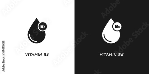 Vitamin B5 realistic icon. Pill capsule in the form of a drop isolated on white background. Vector illustration