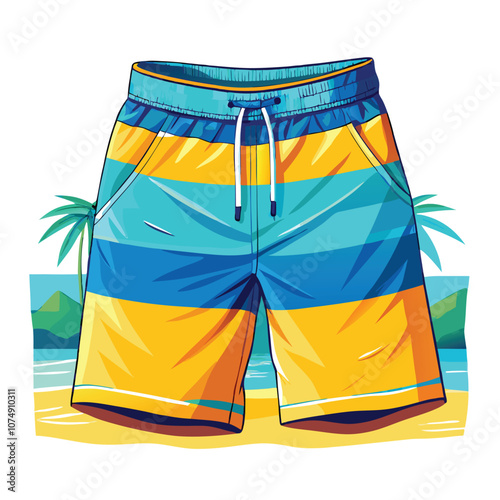 Vector Single Cartoon Illustration Beach Colorful Swimming Shorts