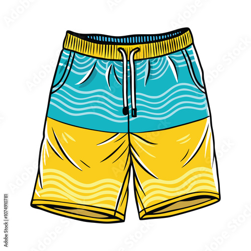 Vector Single Cartoon Illustration Beach Colorful Swimming Shorts