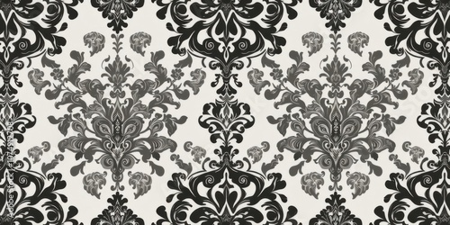 Ornate and elegant Seamless Damask wallpaper design with intricate floral and geometric patterns, wallpaper, vintage