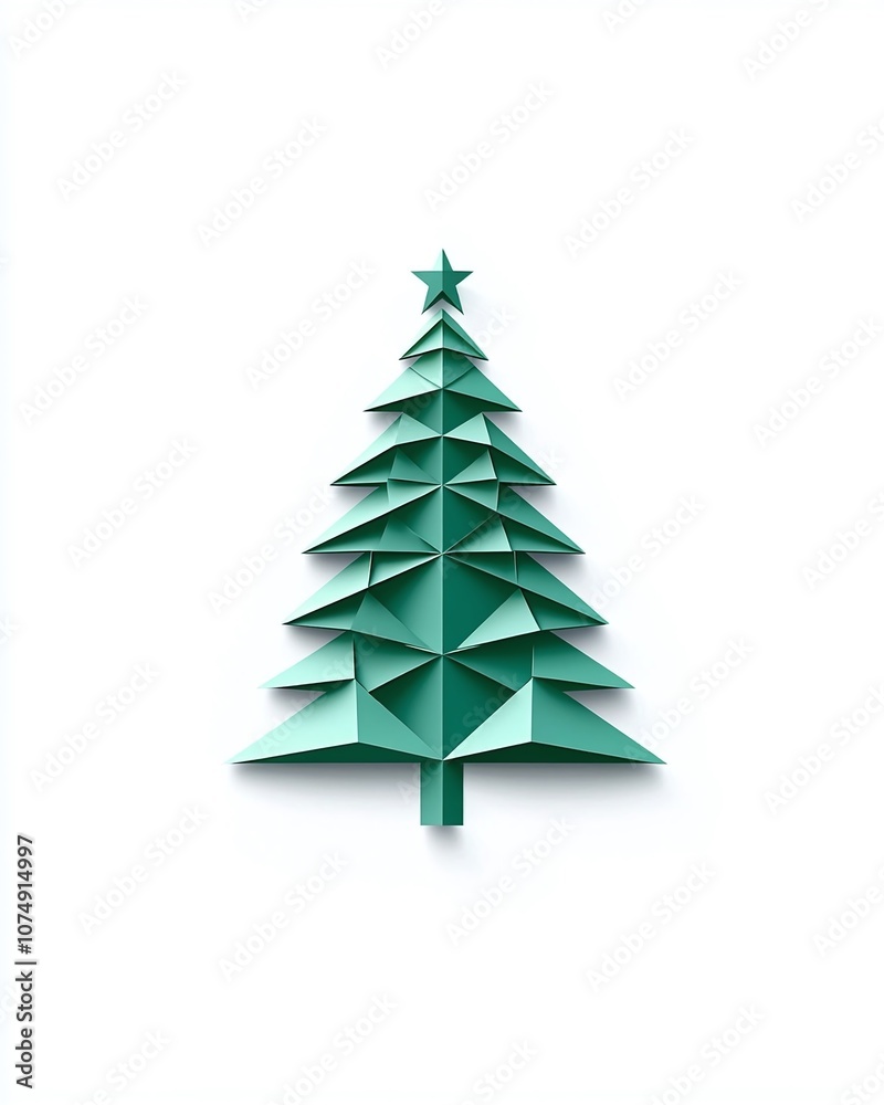 Minimalist Green Paper Tree Decoration in Geometric Design, Ideal for Holiday Themes and Festive Backgrounds, Perfect for Seasonal Art and Craft Projects Minimalist Green Paper Tree Decoration in Geometric Design, Ideal for Holiday Themes and Festive Backgrounds, Perfect for Seasonal Art and Craft Projects