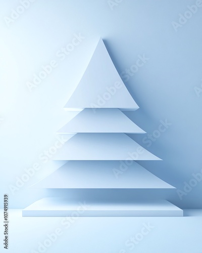 Minimalist White Tree Design on Soft Blue Background for Modern Decor, Holiday, and Seasonal Aesthetic Enhancement