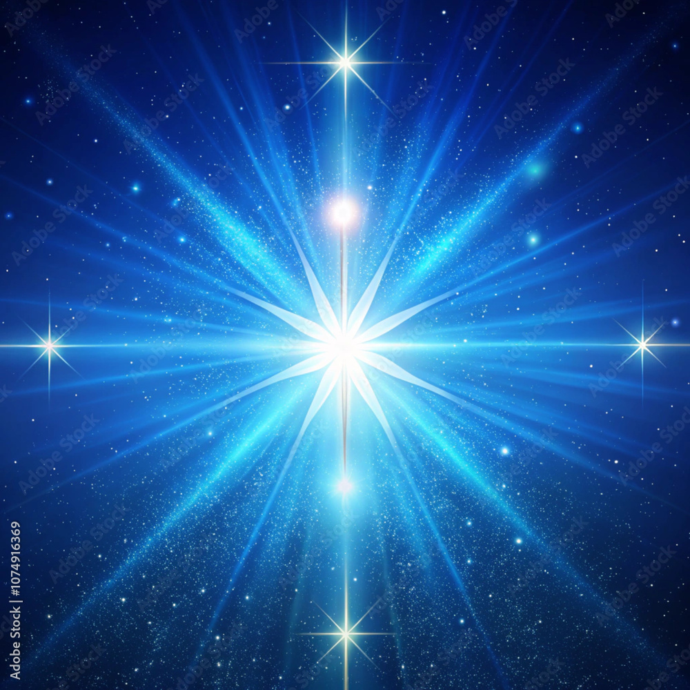 Bright Star on Dark Blue Night Sky with Sparkling Effect, Spiritual and Celestial Theme for Christmas and Religious Designs Bright Star on Dark Blue Night Sky with Sparkling Effect, Spiritual and Celestial Theme for Christmas and Religious Designs
