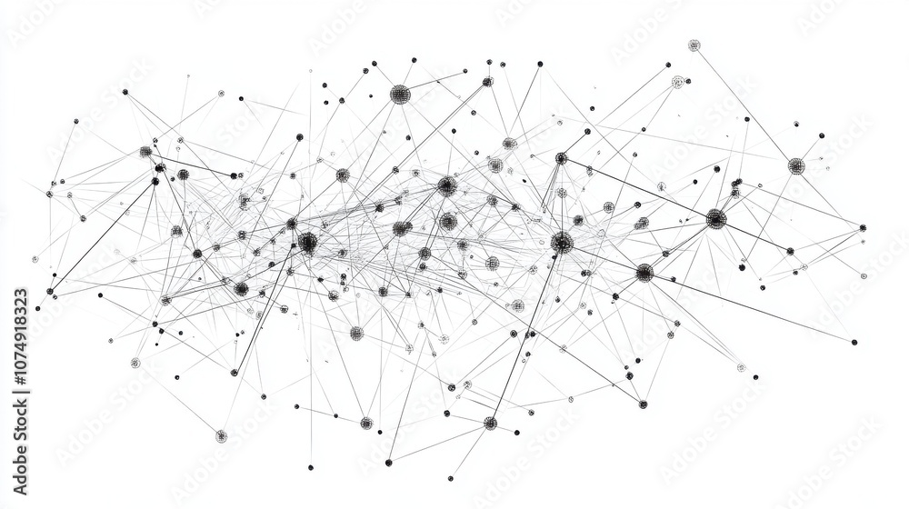 Network diagram connecting various nodes with lines Network diagram connecting various nodes with lines