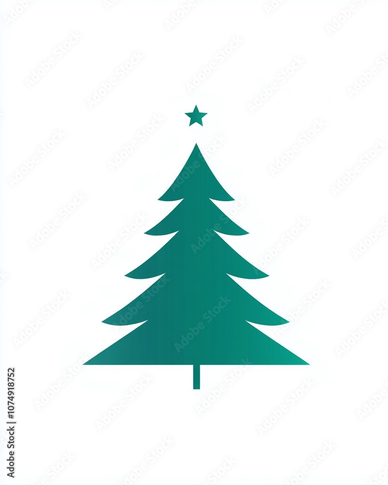 Simple Green Christmas Tree with Star Topper on White Background Perfect for Holiday Designs and Seasonal Decorations Simple Green Christmas Tree with Star Topper on White Background Perfect for Holiday Designs and Seasonal Decorations