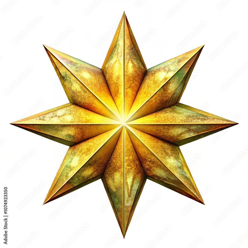 Golden Christmas star isolated on a white background