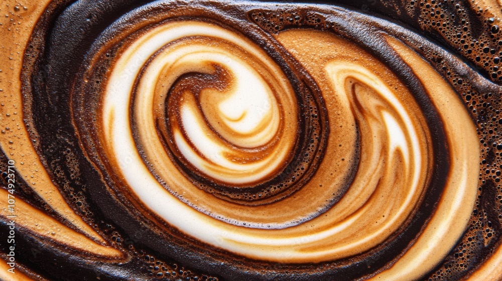 Creamy Swirls of Coffee and Milk in a Cup Creamy Swirls of Coffee and Milk in a Cup
