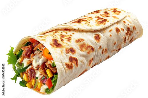 delicious burrito on white background