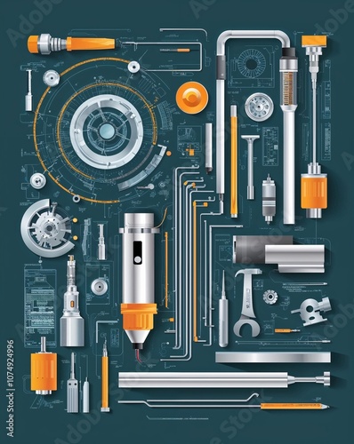 Detailed technical in illustration background