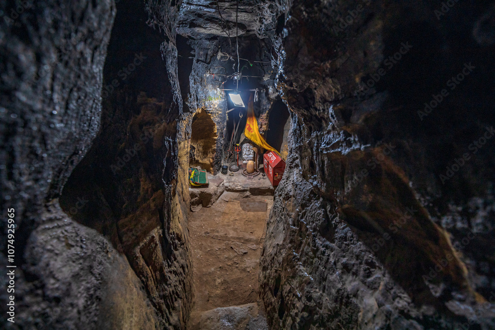 Pachmarhi, Madhya Pradesh, India - October 26 2018 : Bada mahadev temple in pachmarhi. Pachmarhi, Madhya Pradesh, India - October 26 2018 : Bada mahadev temple in pachmarhi.