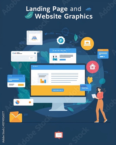 Landing page and website graphics in illustration background