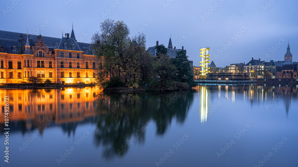 Fototapeta premium November 5, 2024. The Hague, The Netherlands. Dutch Gouverment building at night.