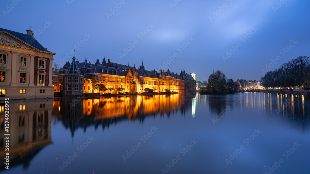 Fototapeta premium November 5, 2024. The Hague, The Netherlands. Dutch Gouverment building at night.