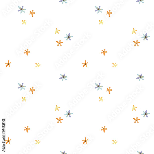 Seamless watercolor pattern with small flowers.