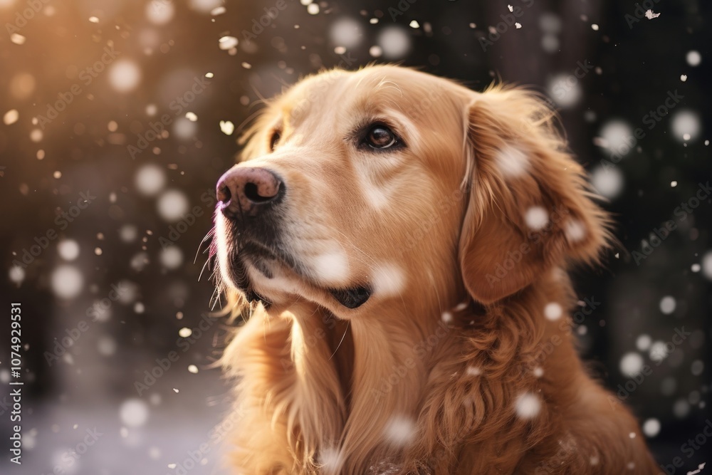Golden retriever dog with snow mammal animal pet. Golden retriever dog with snow mammal animal pet.