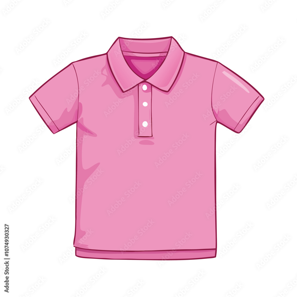 Vector Single Cartoon Illustration Pink Polo Shirt