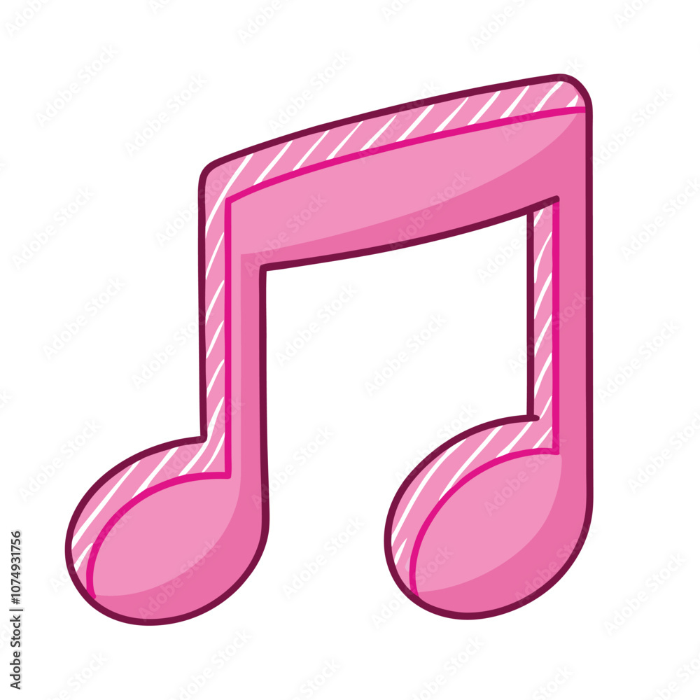 Vector Single Cartoon Pink Musical Note Icon illustration Vector Single Cartoon Pink Musical Note Icon illustration