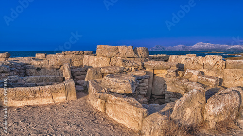 Necropolis Punta dels Fenicis, Necropolis of Son Real, 7th-1th Century BCE Talayotic Archaeological Site, Península de Llevant Natural Park, Alcudia Bay, Mallorca, Balearic Islands, Spain, Europe photo