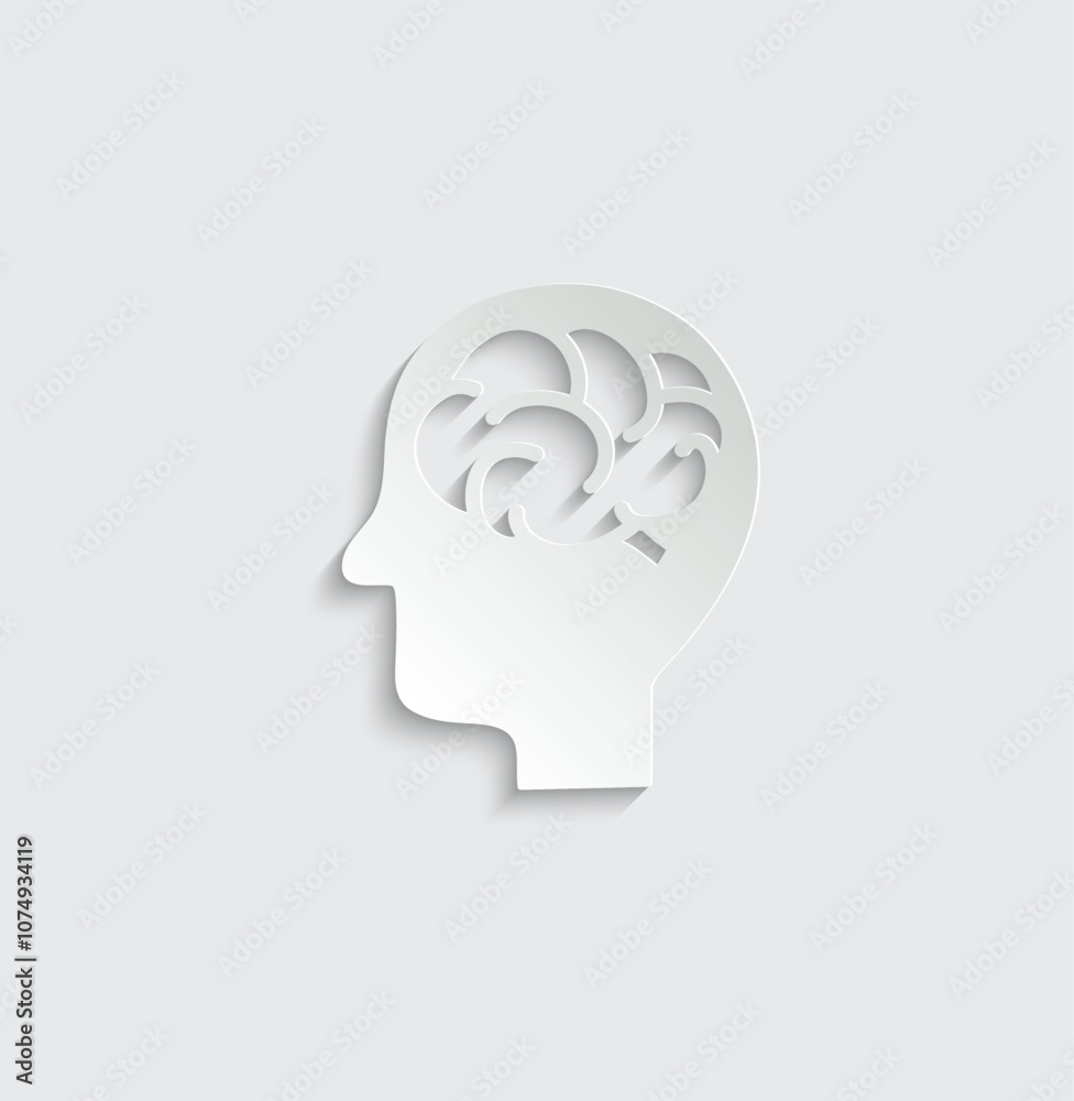 human head with brain vector icon human head with brain vector icon